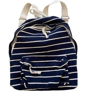 John Golt Switzerland Navy & Cream Stripped Backpack EUC, New no Tag